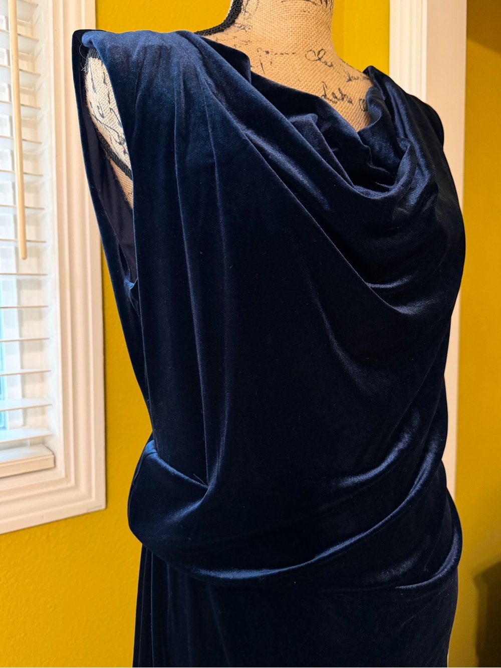 MSK Navy Velvet Cowl Neck Maxi Dress